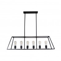 Oriel Lighting-Southport .100 - 6-Light 100cm Urban Retro Pendant - Black / Brushed Chrome